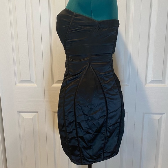 BUFFALO Mini Strapless Sexy Satin Black Mini Dress. Size Large - Picture 7 of 16